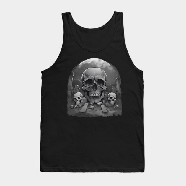 spooky skull tombstone Halloween Tank Top by sukhendu.12